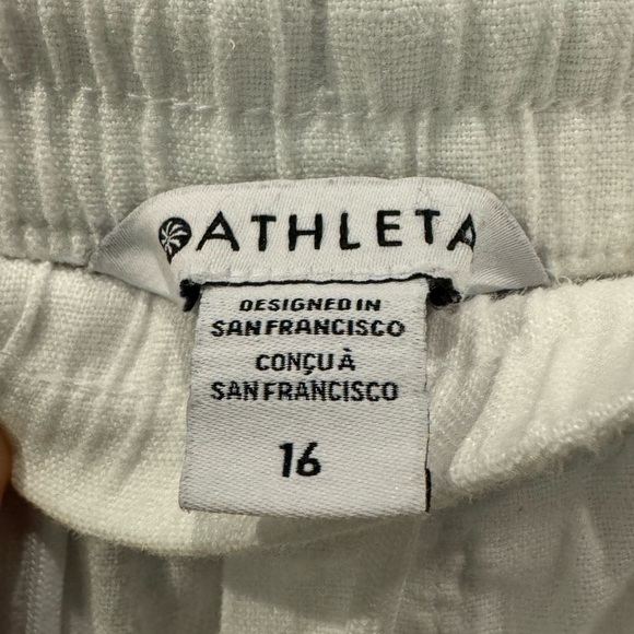 Athleta Cabo Linen Jogger Pants Tapered Calla Lily White Women’s Plus Size 16 - Picture 4 of 6